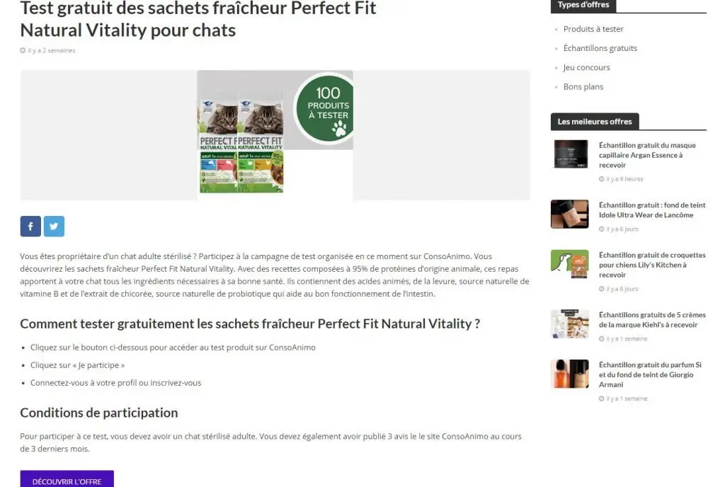 Campagne Perfect fit testeurs.fr