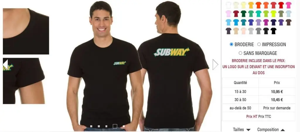 T-shirt personnalisé pour Subway