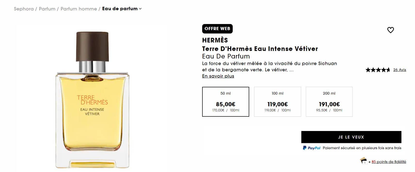 Comparatif prix parfum Notino Sephora