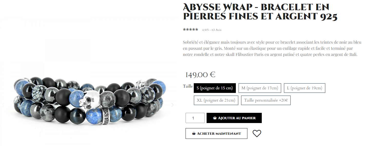 Bracelet Abysse Wrap style Rock Pirate par Flibustier Paris